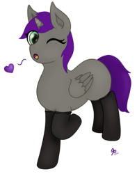 Size: 3677x4660 | Tagged: safe, oc, oc only, alicorn, pony, alicorn oc, clothes, gray, heart, purple, simple background, socks, solo, transparent background