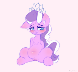 Size: 1555x1432 | Tagged: safe, artist:n0nnny, derpibooru exclusive, diamond tiara, earth pony, pony, g4, belly, belly blush, belly button, blushing, chest fluff, chubby, chubby cheeks, chubby diamond, fat, female, filly, simple background, solo, white background