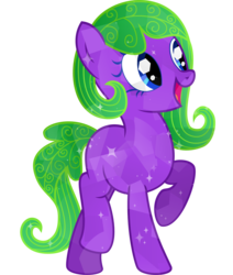 Size: 1903x2239 | Tagged: safe, artist:tacobender, oc, oc only, crystal pony, pony, blue eyes, commission, cute, detailed, eggplant, female, food, green hair, happy, mare, png, simple background, solo, transparent background, vector