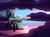 Size: 3507x2609 | Tagged: safe, artist:twigpony, oc, oc only, oc:alpine apotheon, ambiguous species, pony, cloud, commission, dark clouds, flying, high res, solo, sunset, ych result