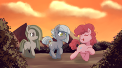 Size: 800x450 | Tagged: dead source, safe, alternate version, artist:lockhe4rt, limestone pie, marble pie, pinkie pie, earth pony, pony, g4, cute, description is relevant, drawthread, engaged to the unidentified, female, filly, pie sisters, ponified, request, siblings, sisters, suggestive description, trio