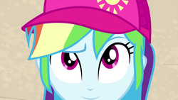 Size: 1920x1080 | Tagged: safe, screencap, rainbow dash, equestria girls, equestria girls specials, g4, my little pony equestria girls: better together, my little pony equestria girls: forgotten friendship, close-up, closeup on the face, female, offscreen character, pov, solo