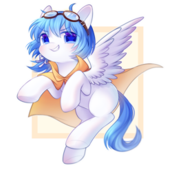 Size: 2000x2000 | Tagged: safe, artist:leafywind, oc, oc only, pegasus, pony, abstract background, cloak, clothes, colored pupils, female, goggles, high res, looking at you, mare, simple background, solo, spread wings, starry eyes, transparent background, underhoof, wingding eyes, wings