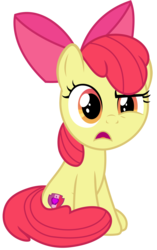 Size: 2038x3241 | Tagged: safe, artist:sketchmcreations, apple bloom, earth pony, pony, g4, marks for effort, annoyed, cutie mark, female, filly, high res, open mouth, simple background, sitting, solo, the cmc's cutie marks, transparent background, vector
