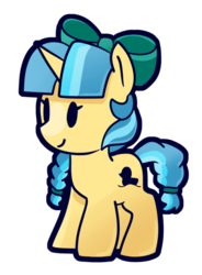 Size: 540x735 | Tagged: safe, artist:lilfunkman, oc, oc only, oc:ducky ink, pony, unicorn, bow, braid, cute, paper mario, paper pony, simple background, solo, super mario bros., transparent background