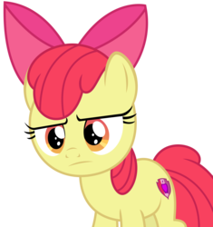 Size: 3150x3347 | Tagged: safe, artist:sketchmcreations, apple bloom, earth pony, pony, g4, marks for effort, apple bloom's bow, bow, cutie mark, faic, female, filly, hair bow, high res, simple background, solo, stern, the cmc's cutie marks, transparent background, vector