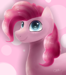 Size: 1024x1157 | Tagged: safe, artist:psychoticminkiepie, pinkie pie, earth pony, pony, g4, bubble, bubble background, female, mare, smiling, solo