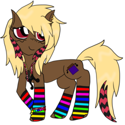 Size: 1000x1000 | Tagged: safe, artist:wolfypoof, oc, oc only, pony, clothes, coontails, rainbow socks, scene kid, simple background, socks, solo, striped socks, transparent background
