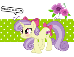 Size: 2934x2280 | Tagged: safe, artist:chococakebabe, oc, oc only, oc:meadow blossom, pony, unicorn, blushing, bow, female, hair bow, heart eyes, high res, mare, simple background, solo, tail bow, transparent background, wingding eyes