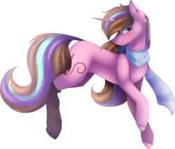 Size: 1885x1605 | Tagged: safe, artist:mauuwde, oc, oc only, oc:twinke paint, pony, unicorn, clothes, female, mare, scarf, simple background, socks, solo, transparent background