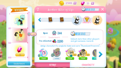 Size: 1280x720 | Tagged: safe, gameloft, aloe, comet tail, filthy rich, lily, lily valley, lyra heartstrings, mayor mare, theodore donald "donny" kerabatsos, bugbear, earth pony, pony, unicorn, g4, female, flameless fireworks, game screencap, male, mare, stallion