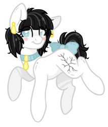 Size: 850x1000 | Tagged: safe, artist:adostume, oc, oc only, oc:eve, earth pony, pony, blushing, bow, collar, ear piercing, earring, jewelry, piercing, simple background, smiling, solo, tail bow, transparent background