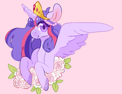 Size: 773x593 | Tagged: safe, artist:fursalot, twilight sparkle, alicorn, pony, g4, female, flower, jewelry, smiling, solo, tiara, twilight sparkle (alicorn)