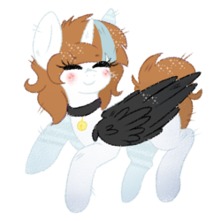 Size: 650x650 | Tagged: safe, artist:adostume, oc, oc only, oc:adostume, alicorn, pony, alicorn oc, bell, bell collar, blushing, collar, simple background, smiling, solo, sparkles, transparent background
