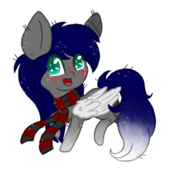 Size: 1100x1100 | Tagged: safe, artist:adostume, oc, oc only, pegasus, pony, blushing, chibi, clothes, scarf, simple background, solo, sparkles, transparent background