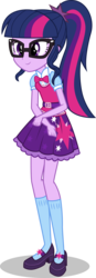 Size: 3935x11329 | Tagged: safe, artist:animehero64, artist:illumnious, sci-twi, twilight sparkle, equestria girls, g4, absurd resolution, belt, bowtie, clothes, commission, cute, female, glasses, mary janes, ponytail, sci-twi outfits, shoes, simple background, skirt, socks, solo, transparent background, twiabetes, vector, vest