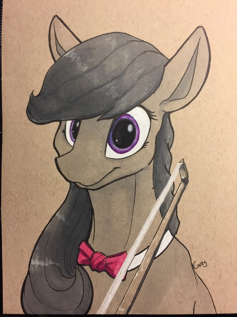 Safe Artist Greyscaleart Octavia Melody Earth Pony Pony Bowtie Bust Cute