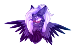 Size: 3033x1917 | Tagged: safe, artist:honeybbear, oc, oc only, oc:gloss, pegasus, pony, bandana, blushing, bust, chest fluff, female, mare, portrait, simple background, solo, spread wings, transparent background, two toned wings, wings