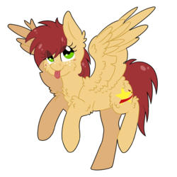 Size: 1500x1500 | Tagged: safe, artist:adostume, oc, oc only, pegasus, pony, cheek fluff, chest fluff, raspberry, simple background, smiling, solo, tongue out, transparent background