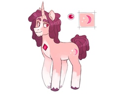 Size: 930x713 | Tagged: safe, artist:kapusha-blr, oc, oc only, pony, unicorn, curved horn, horn, smiling, solo