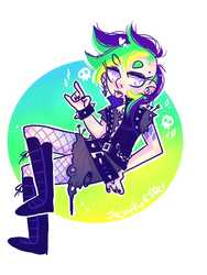 Size: 768x1024 | Tagged: safe, artist:jackytheripperart, rarity, human, g4, alternate hairstyle, bracelet, devil horn (gesture), humanized, jewelry, punk, raripunk, solo, spiked wristband, wristband