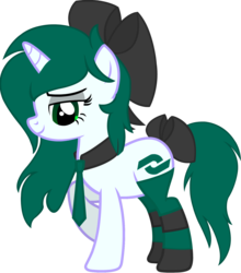 Size: 1463x1659 | Tagged: safe, artist:raindashesp, oc, oc only, oc:conalep, pony, unicorn, bow, clothes, necktie, simple background, socks, solo, striped socks, transparent background