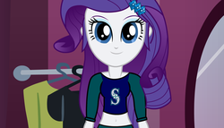 Size: 1680x958 | Tagged: safe, rarity, equestria girls, g4, baseball, belly button, dressup, female, flash game, front view, mlb, seattle mariners, smiling, solo, sports