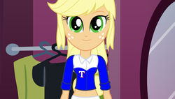 Size: 1680x956 | Tagged: safe, applejack, equestria girls, g4, baseball, dressup, female, flash game, mlb, solo, sports, texas rangers