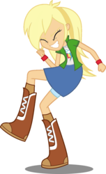 Size: 696x1147 | Tagged: safe, artist:iamsheila, edit, vector edit, applejack, rainbow dash, equestria girls, g4, boots, clothes, female, fist pump, fusion, high heel boots, palette swap, rainbow dash's boots, recolor, shirt, shoes, simple background, skirt, socks, solo, transparent background, vector