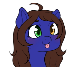 Size: 909x800 | Tagged: safe, artist:otterdrop, oc, oc only, oc:tekky, pony, :p, commission, cute, heterochromia, meme, reaction image, silly, simple background, solo, tongue out, transparent background