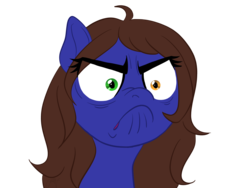 Size: 1600x1200 | Tagged: safe, artist:otterdrop, oc, oc only, oc:tekky, pony, angry, commission, do i look angry, heterochromia, meme, reaction image, simple background, solo, transparent background