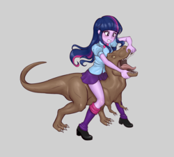 Size: 1975x1788 | Tagged: safe, artist:anon_bardos, twilight sparkle, dinosaur, tyrannosaurus rex, equestria girls, g4, female, simple background