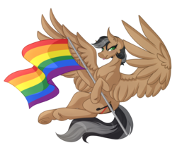 Size: 5954x5073 | Tagged: safe, artist:amazing-artsong, oc, oc only, oc:artsong, pegasus, pony, absurd resolution, female, gay pride flag, mare, pride, pride flag, simple background, smiling, solo, transparent background