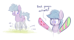 Size: 2000x1100 | Tagged: safe, artist:heir-of-rick, oc, oc only, oc:snippy scissorhooves, original species, pony, clothes, context is for the weak, female, mare, scissors pony, socks, solo, striped socks, wat