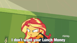 Size: 800x451 | Tagged: safe, edit, edited screencap, screencap, microchips, sunset shimmer, equestria girls, equestria girls series, forgotten friendship, g4, animated, crossing the memes, futurama, gif, male, meme, philip j. fry, shut up and take my money, subverted meme