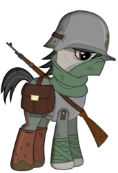 Size: 2050x3000 | Tagged: safe, artist:brony-works, part of a set, oc, oc only, earth pony, pony, clothes, german, gun, helmet, high res, military, military uniform, mud, rifle, saddle bag, simple background, solo, stahlhelm, transparent background, uniform, vector, weapon, world war i