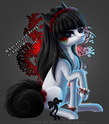 Size: 1338x1525 | Tagged: safe, artist:bastet-catmew, oc, oc only, oc:vess, earth pony, pony, female, mare, sitting, solo