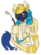 Size: 2442x3178 | Tagged: safe, artist:bbsartboutique, oc, oc:shesta, jackal, sphinx, anubis, bandage, blue underwear, clothes, ear piercing, earring, egyptian, egyptian pony, embalming tools, eye of horus, flat colors, gold, grey matter-removal tools, high res, jackal mask, jewelry, leonine tail, mask, mummy, nemes headdress, panties, piercing, ring, signature, simple background, sphinx oc, striped underwear, transparent background, underwear