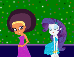 Size: 3300x2550 | Tagged: safe, artist:ktd1993, artist:mixiepie, rarity, saffron masala, equestria girls, g4, afro, equestria girls-ified, fall formal outfits, female, high res, lesbian, raffron, shipping