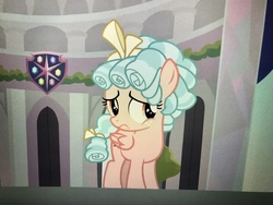 Size: 4032x3024 | Tagged: safe, screencap, cozy glow, pegasus, pony, g4, marks for effort, bow, cropped, female, filly, hair bow, sad, solo, tail bow