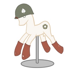 Size: 1500x1500 | Tagged: safe, artist:pizzamovies, derpibooru exclusive, boots, clothes, helmet, mannequin, military, shoes, simple background, spade, stand, united states, vector, world war ii