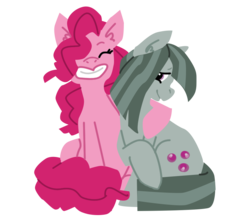 Size: 864x768 | Tagged: safe, artist:cckittycreative, marble pie, pinkie pie, earth pony, pony, g4, cutie mark, duo, eyes closed, female, lineless, mare, pie sisters, siblings, simple background, sisters, smiling, transparent background