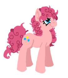 Size: 448x512 | Tagged: safe, artist:cckittycreative, pinkie pie, earth pony, pony, g4, cutie mark, female, lineless, looking up, mare, simple background, smiling, solo, transparent background