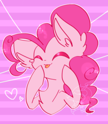 Size: 600x690 | Tagged: safe, artist:jisuppe, pinkie pie, earth pony, pony, g4, :p, bust, chest fluff, cute, diapinkes, ear fluff, eyes closed, female, heart, portrait, solo, tongue out