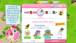 Size: 1280x720 | Tagged: safe, gameloft, amethyst star, lily, lily valley, matilda, roseluck, sparkler, sunshower raindrops, bugbear, donkey, earth pony, pegasus, pony, unicorn, g4, dialogue, female, flower, game screencap, horn, mare, rose, speech bubble, the horror