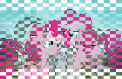 Size: 1920x1242 | Tagged: safe, edit, edited screencap, screencap, marble pie, pinkie pie, g4, the maud couple, checkerboard, wat, why