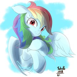 Size: 717x717 | Tagged: safe, artist:tohupo, rainbow dash, pegasus, pony, g4, bust, cute, dashabetes, female, looking at you, mare, solo