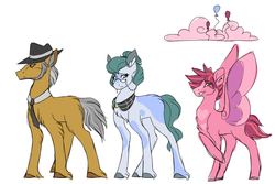 Size: 3000x2000 | Tagged: safe, artist:uunicornicc, cloudy quartz, igneous rock pie, oc, oc:sky skipper, earth pony, pegasus, pony, g4, female, high res, implied infidelity, implied magical lesbian spawn, male, mare, parent oc, previous generation, simple background, stallion, white background