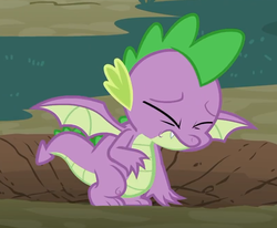 Size: 802x661 | Tagged: safe, screencap, spike, dragon, g4, molt down, cropped, eyes closed, male, solo, winged spike, wings