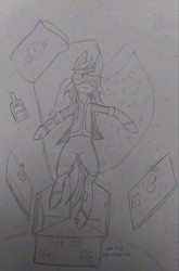 Size: 1817x2752 | Tagged: safe, artist:derpanater, oc, oc:blackjack, fallout equestria, fallout equestria: project horizons, fanfic art, space, traditional art